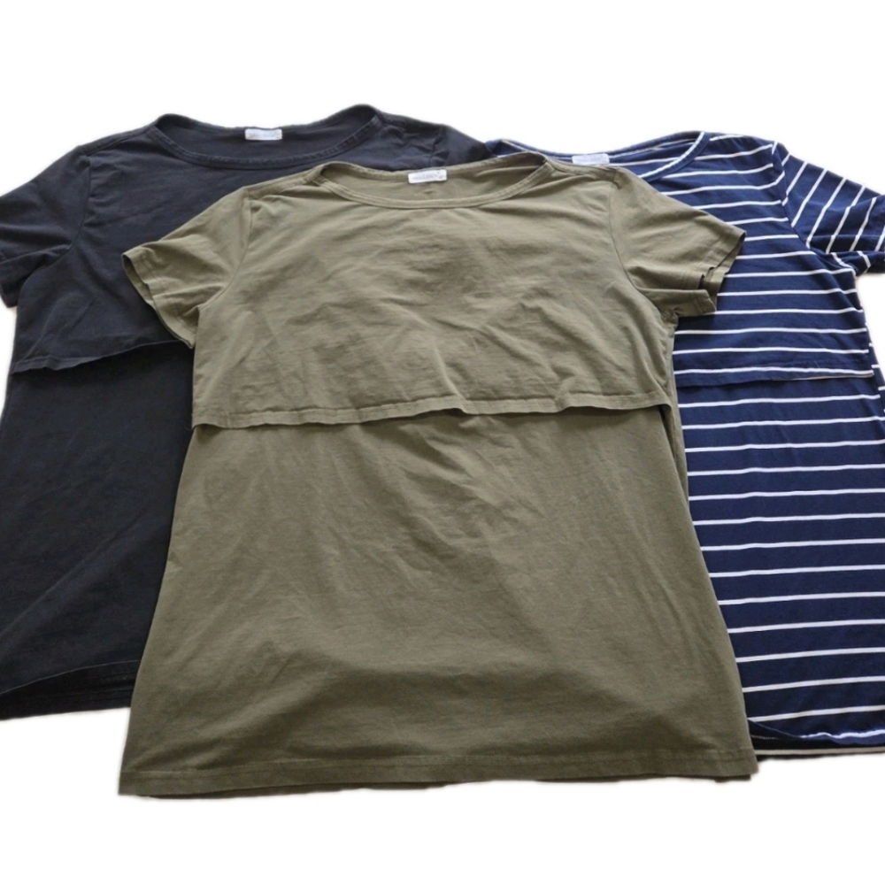 Smallshow Size XXL Nursing Short Sleeve T Shirt Set of 3 Breast Feeding
